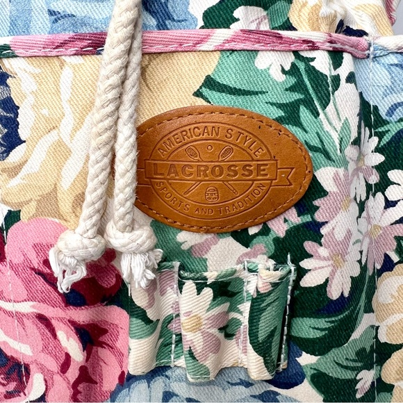 Vintage LaCrosse American Style Sports and Tradition Floral Canvas Tote Bag - Picture 2 of 8